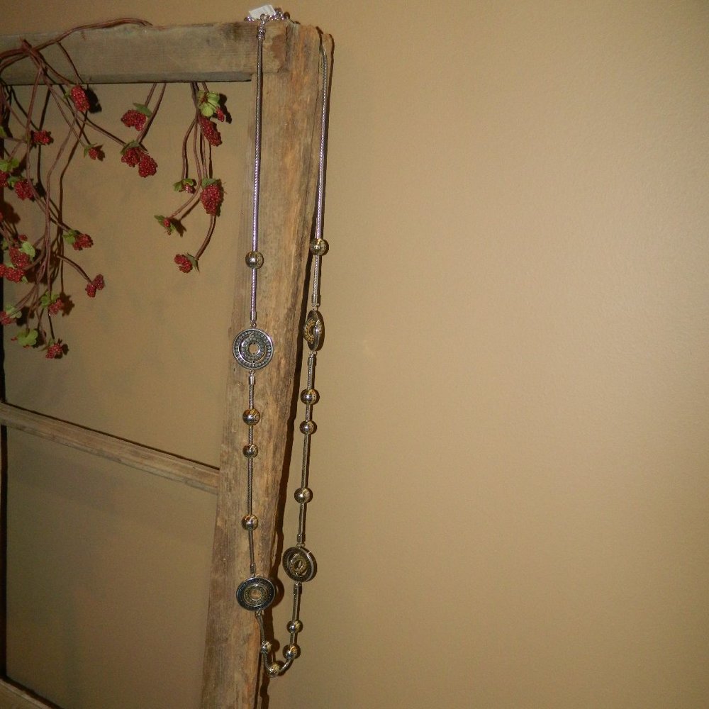 Brighton Temple Two Tone Pebble Silver/goldtone Necklace Retired NEW